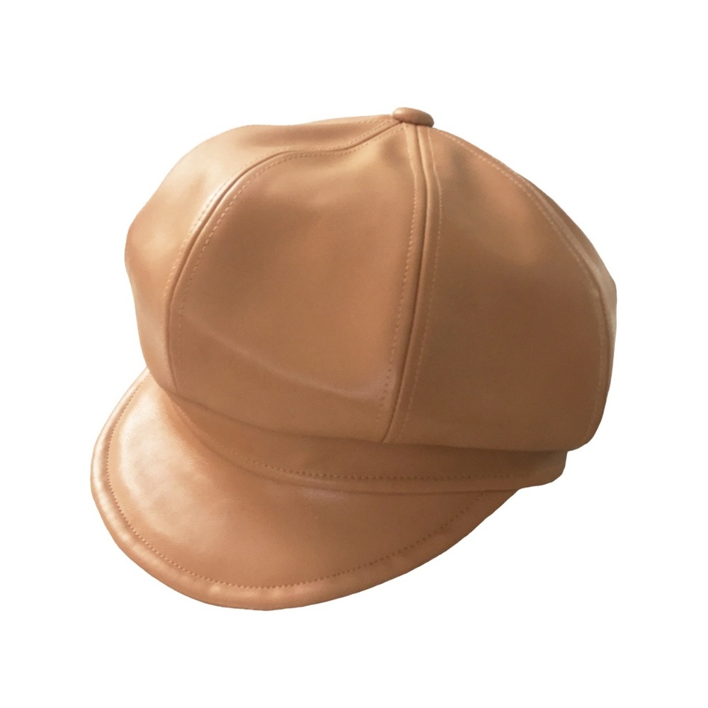 Urban Outfitters Faux Leather Cabbie Hat Tan Brown